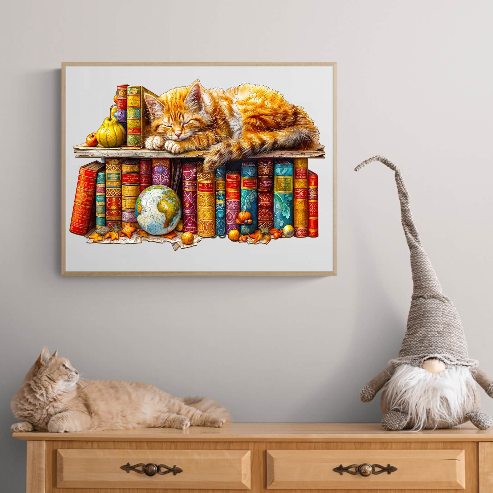 Dreamy Tabby Cat Wooden Jigsaw Puzzle