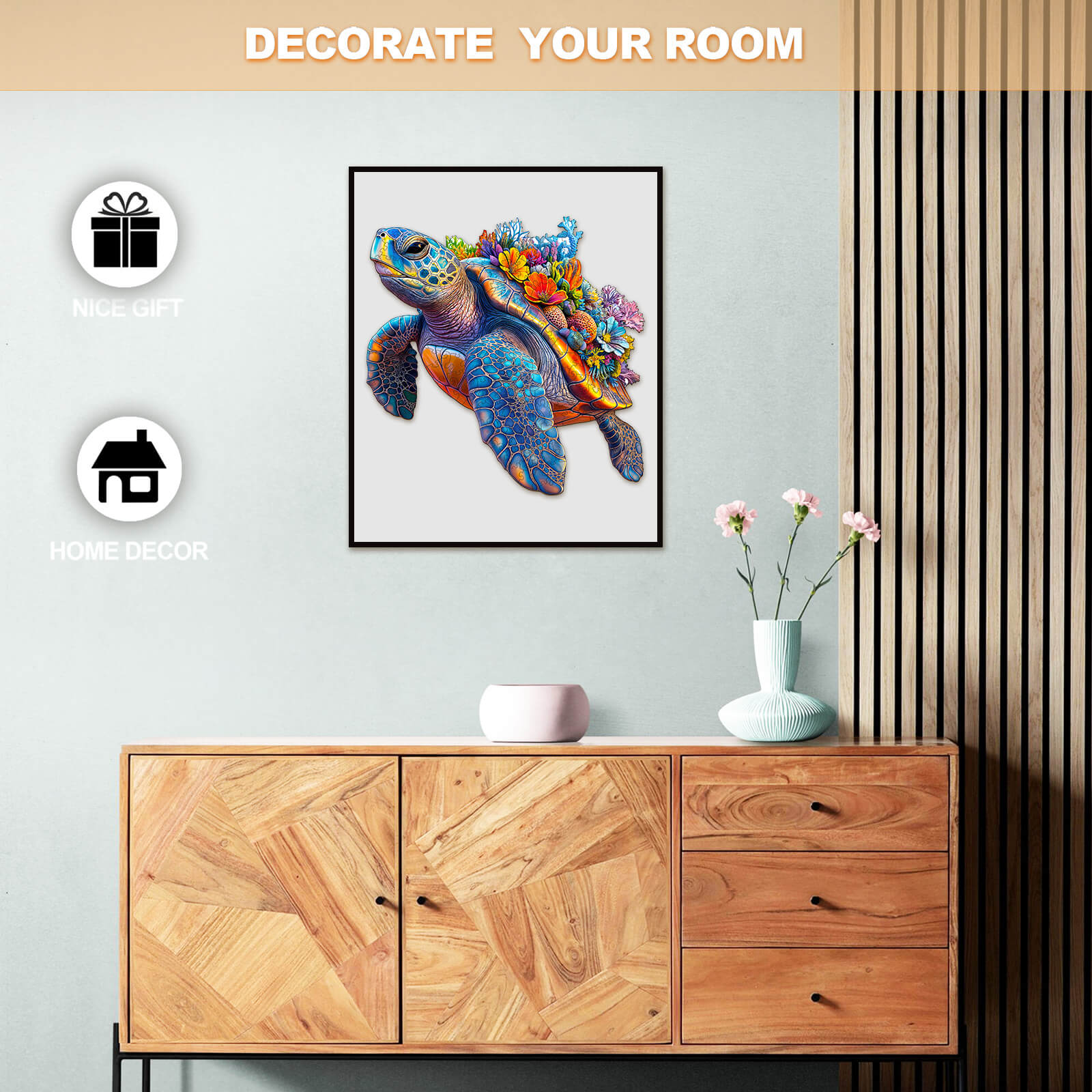 Coral and Turtle Wooden Jigsaw Puzzle