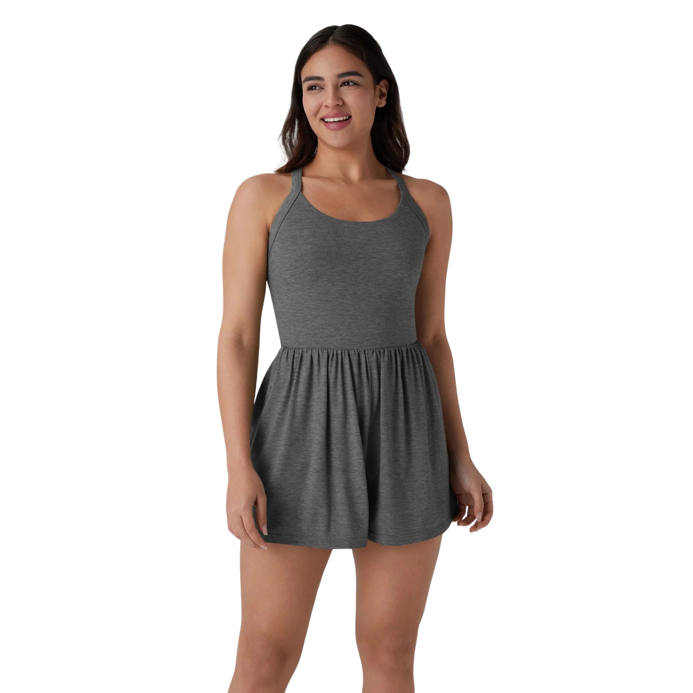 Women’s Backless Twisted 2-in-1 Resort Romper with Built-In Shorts & Pockets
