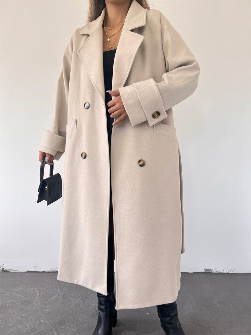 Womens Trench Belted Buttoned Coat