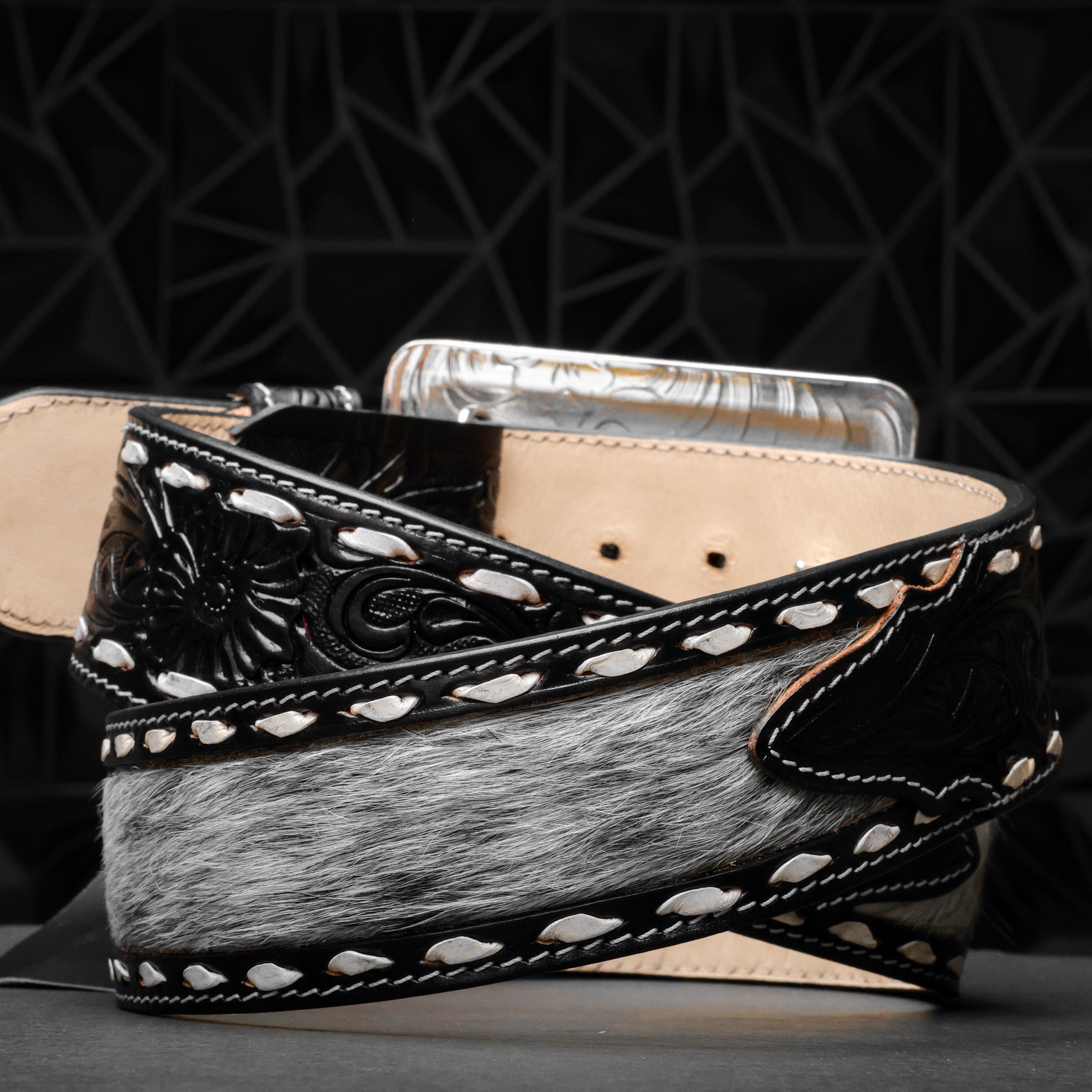 2 Inch Hand-Tooled Artesanal Genuine Cowhide Leather Belt