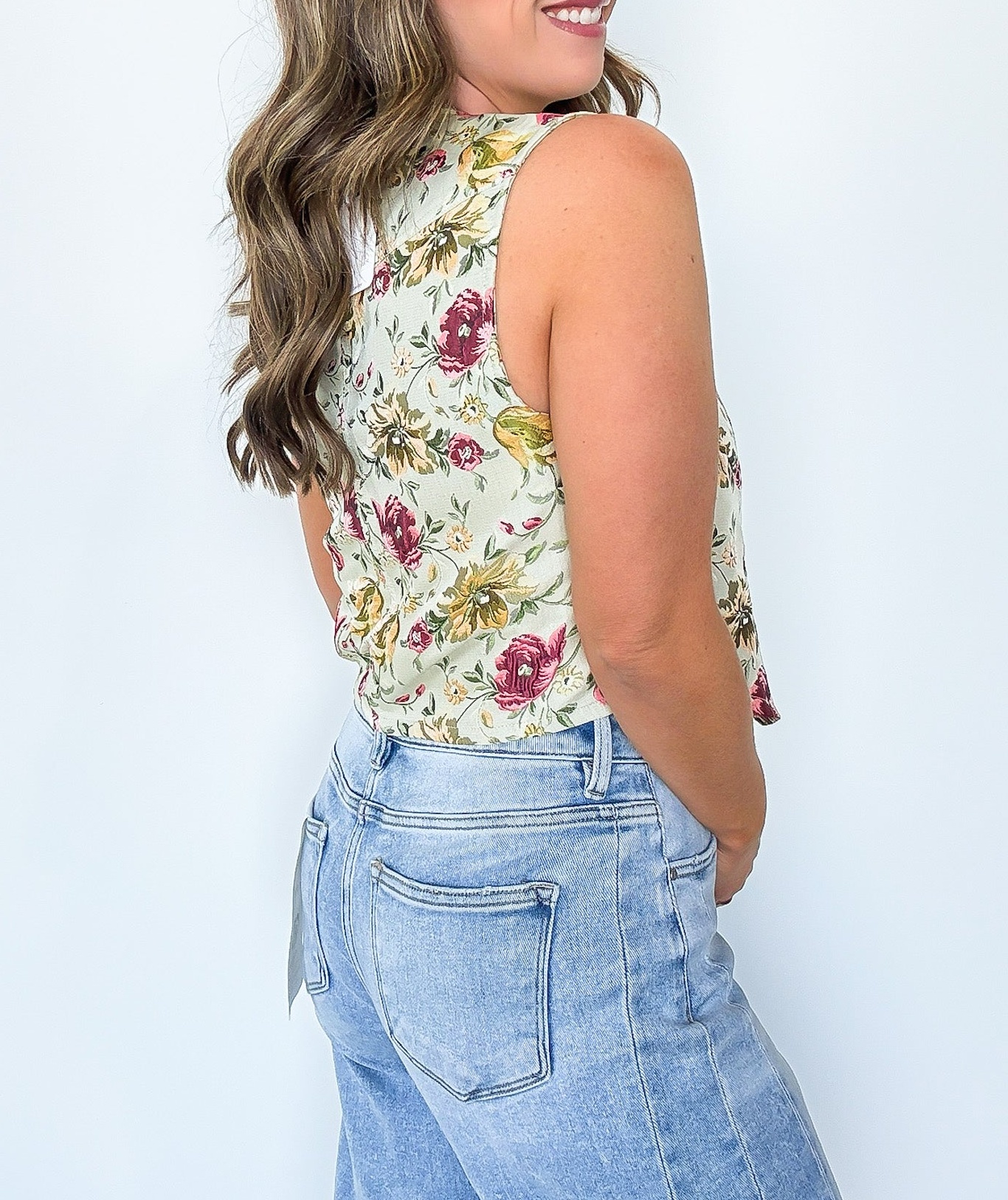 Garden Floral Jacquard Bow Vest