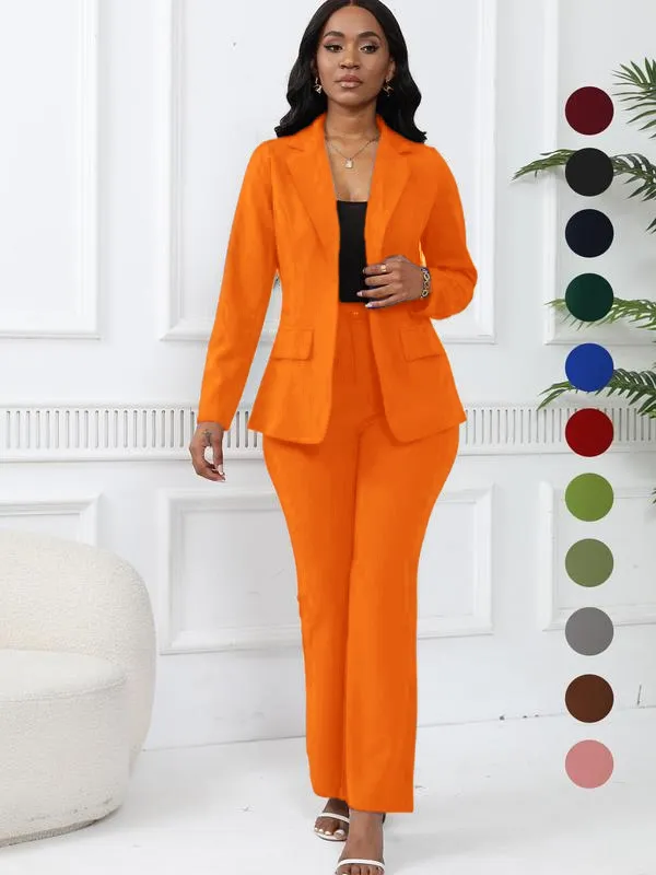 Women's elegant business solid color long-sleeved two-piece suit