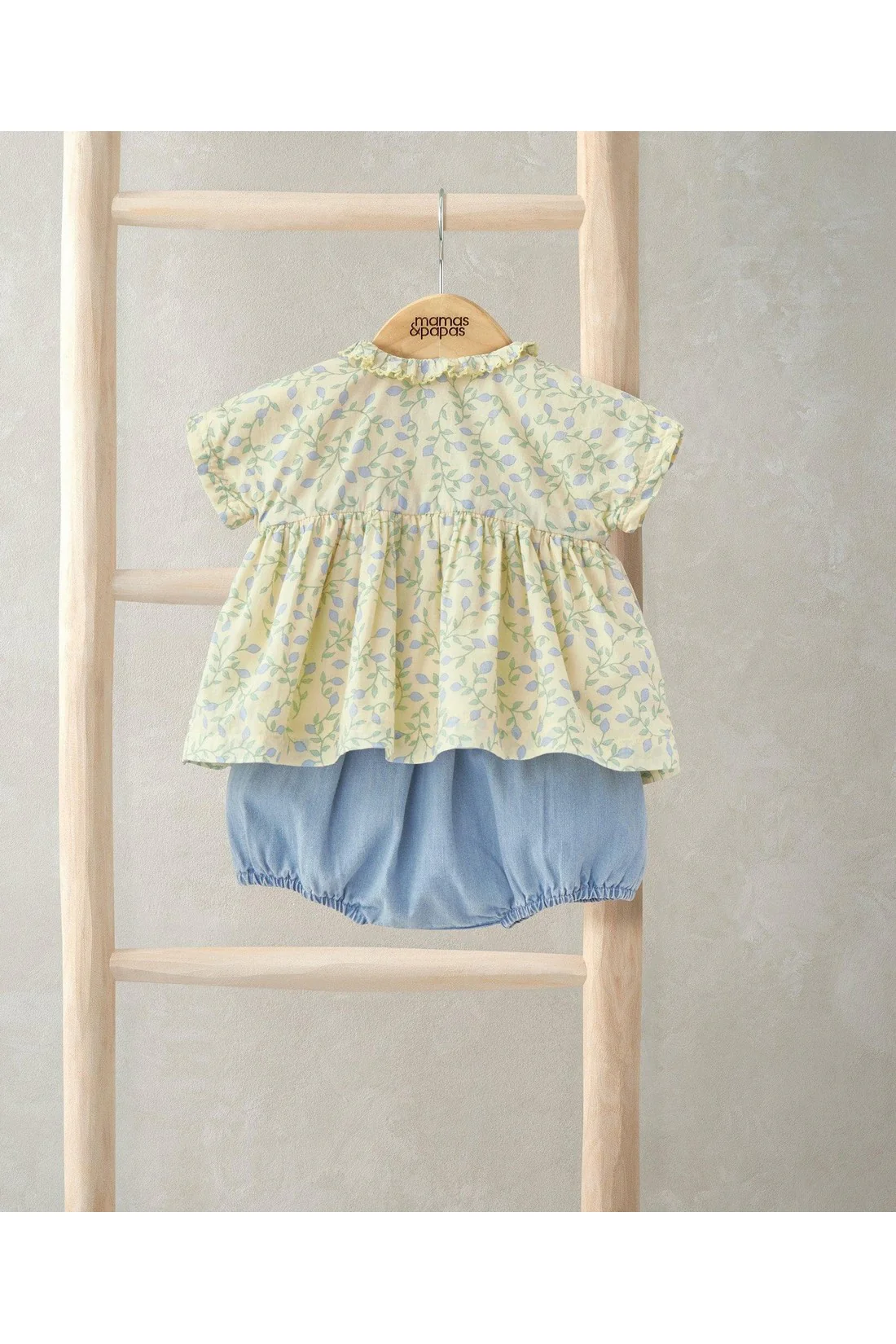 Mamas & Papas Frill Collar Blouse & Bloomer Set (2 Pieces) - Climbing Buds Print