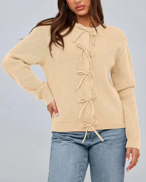 Open Front Long Sleeve Button Cardigan Sweaters for Women