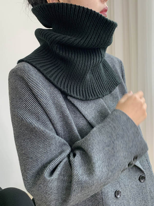 3 Colors Simple High-Neck Asymmetric Knitted Scarf