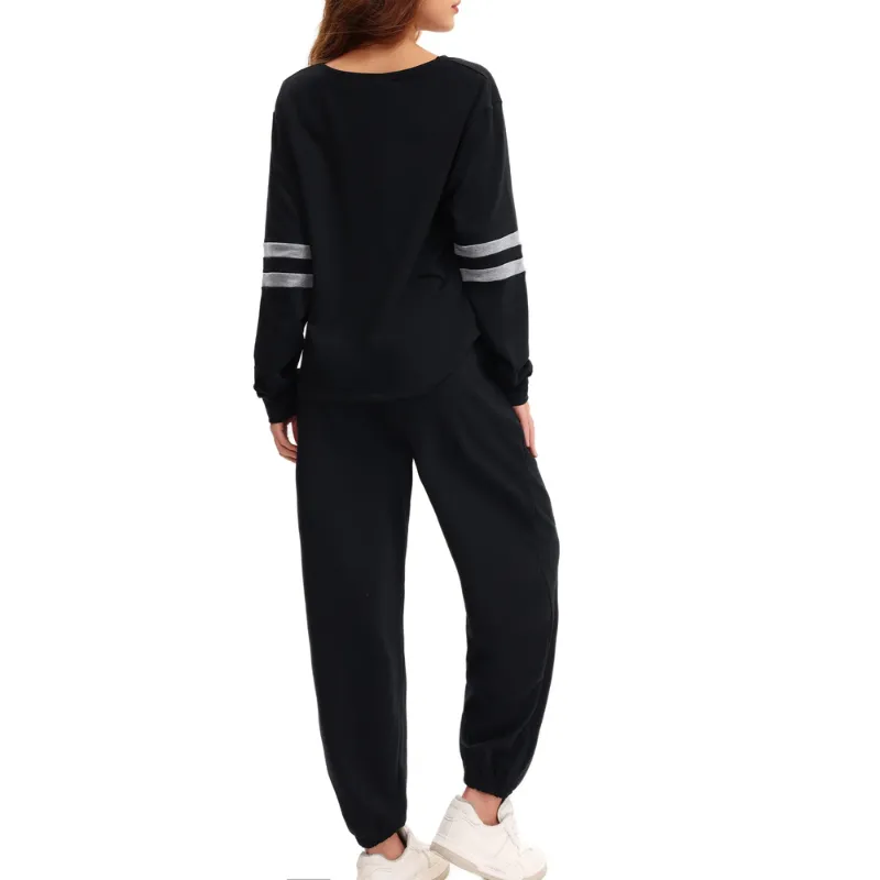 Women's Lounge Set Color Block 2-Piece Crew Neck Tracksuit