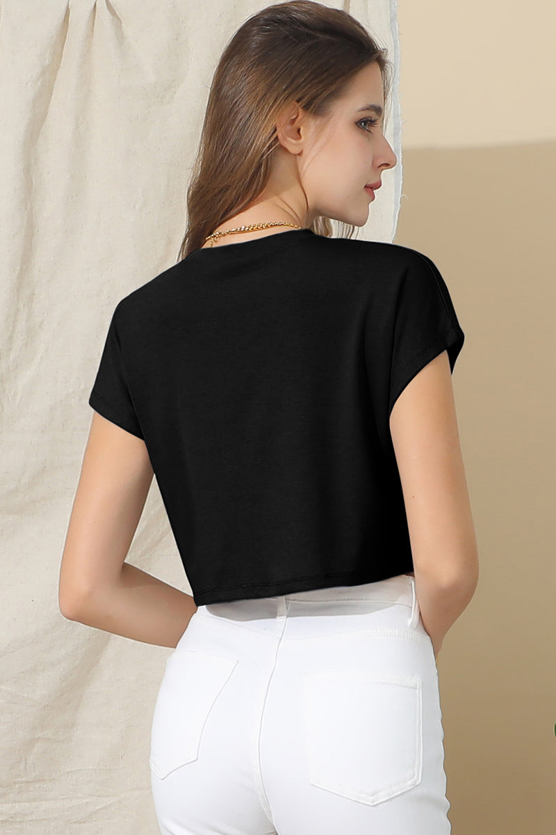Crew Neck Short Sleeve Crop Top