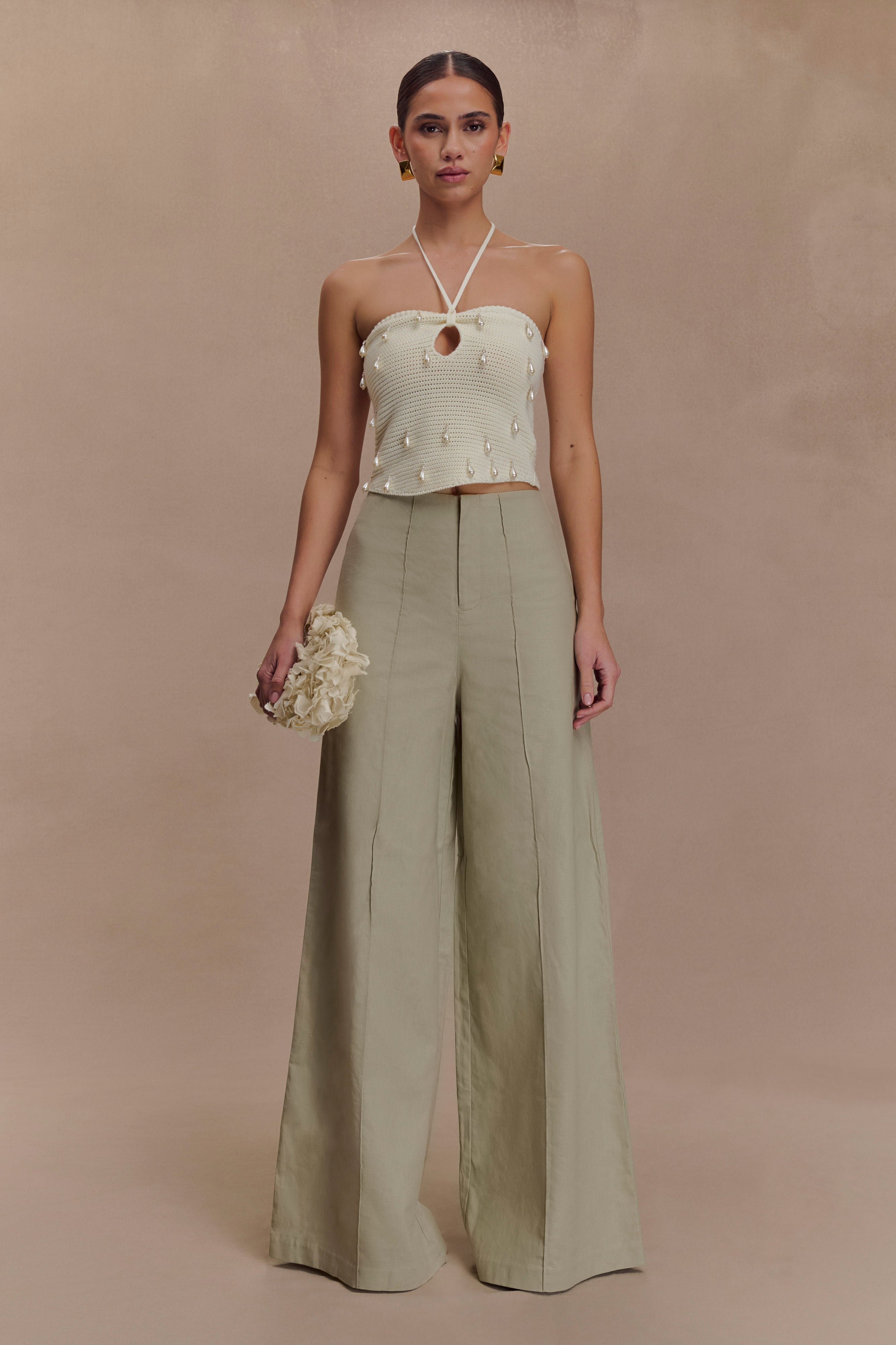 Basil Linen Straight Leg Pant