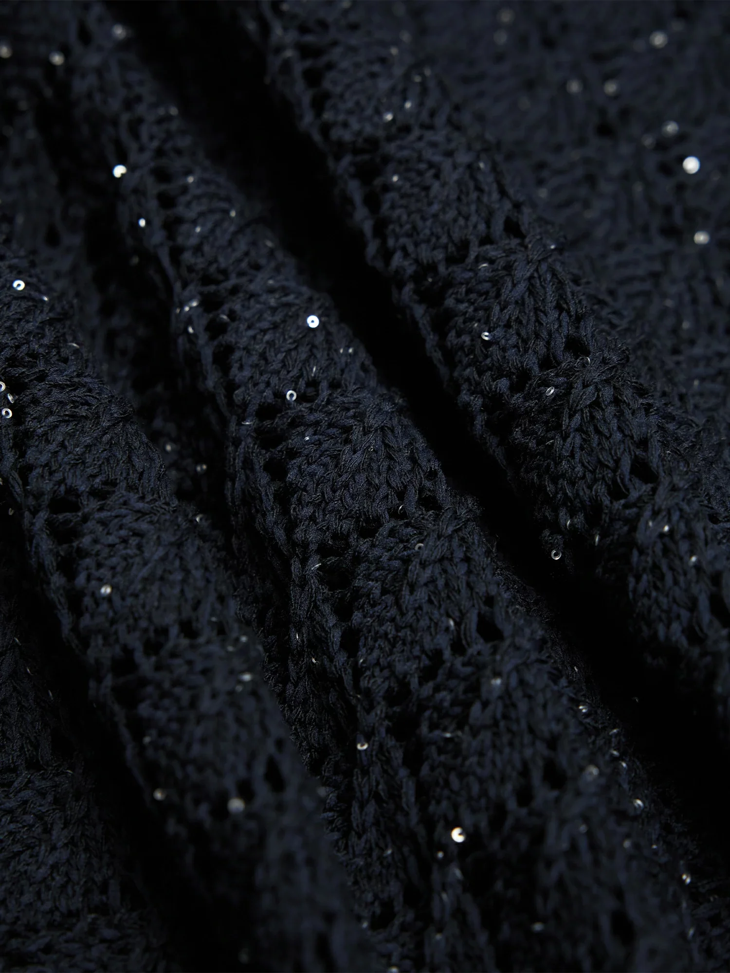 Lyocell & Linen Openwork Sequin Knitted Top