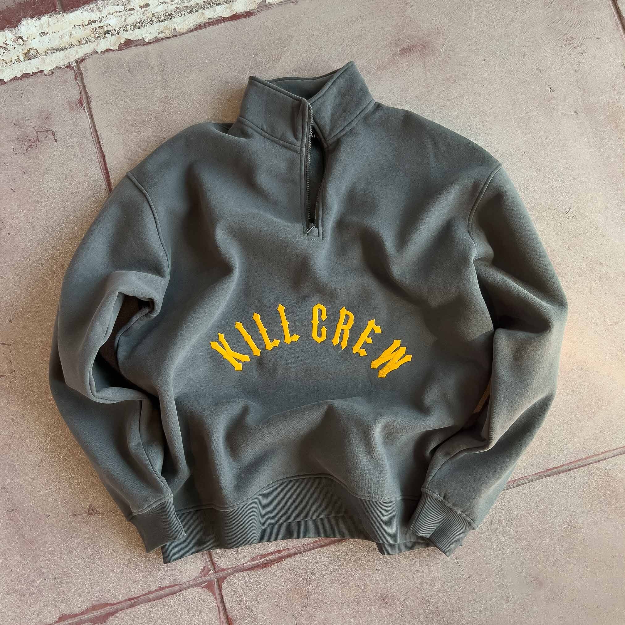 KILL CREW LUX QUARTER ZIP UP - GUNMETAL / GOLD