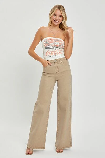 Full Size Tummy Control High Rise Wide Leg Jeans