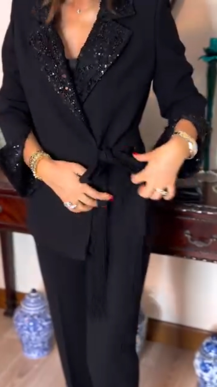 Women Lapel Jacket + Pants Temperament Commuter Suit