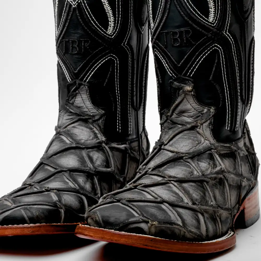 Matte Rustic Eclipse Pirarucu Leather Boots - Square Toe