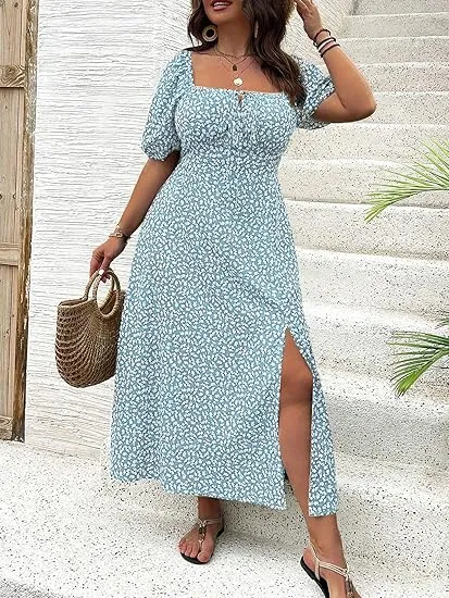 Ditsy Floral / All Over Print Split Thigh Dress (Less than $3 each!)