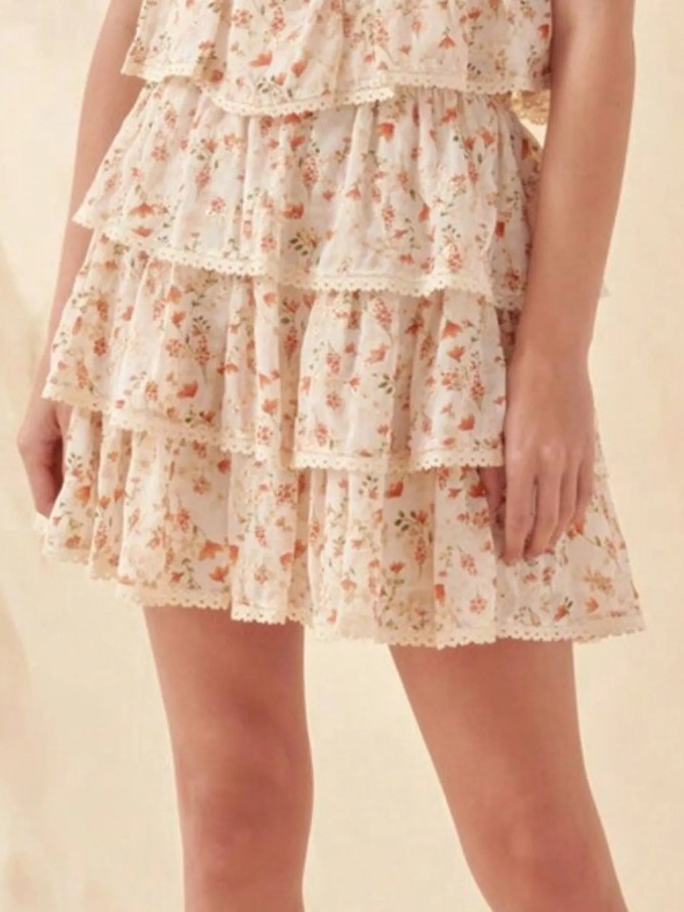 Floral Layered Ruffle Mini Skirt
