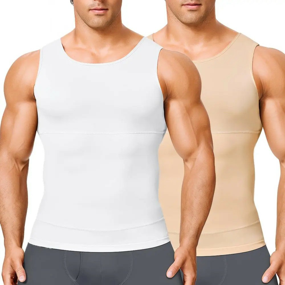 Men’s Silky Soft Compression Shapewear Tank, Slimming Body Shaper Vest with Waist & Chest Support, Stretchy, Odor-Resistant