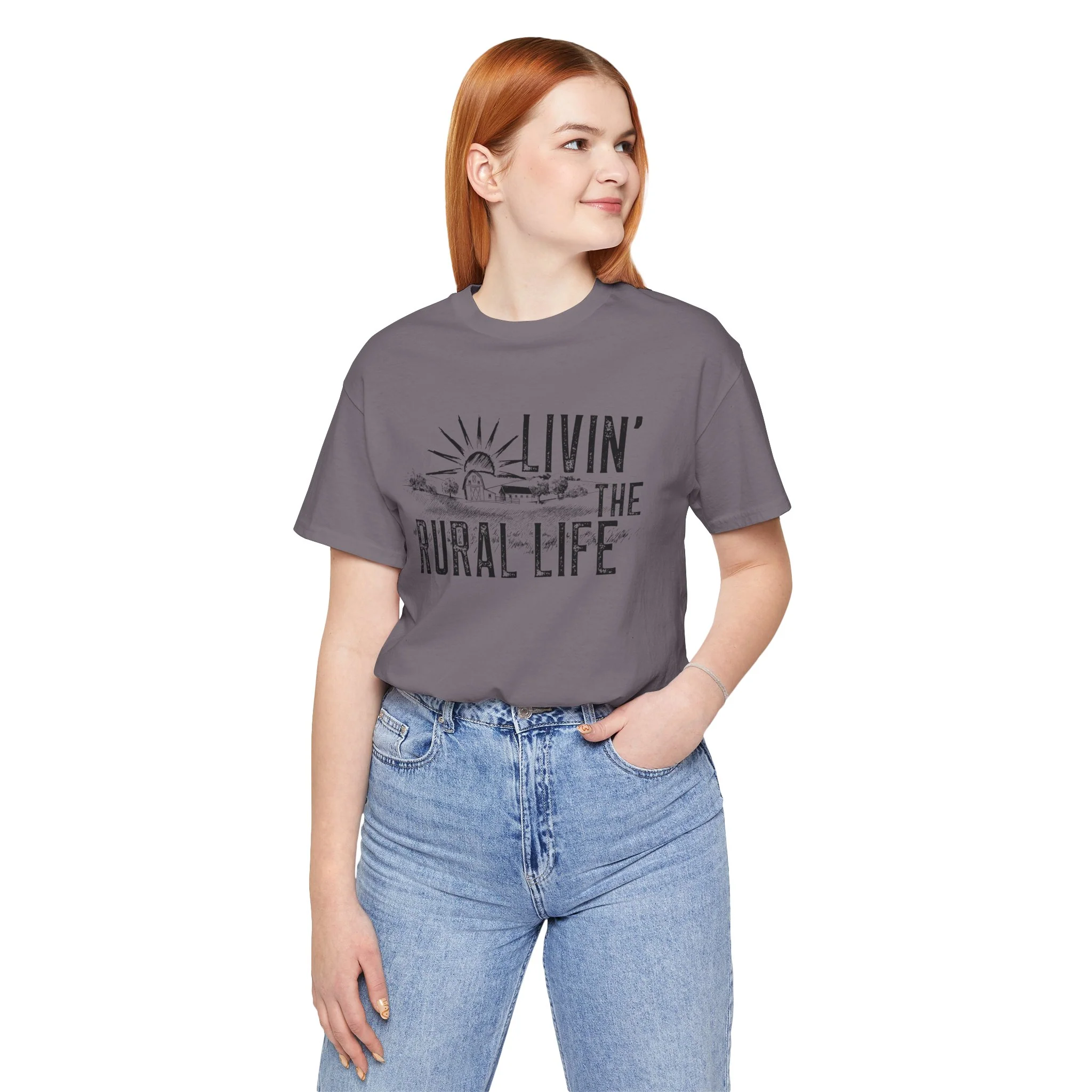 Living the Rural Life (black graphic) Bella Canvas Unisex Jersey T-Shirt - Multiple Colors