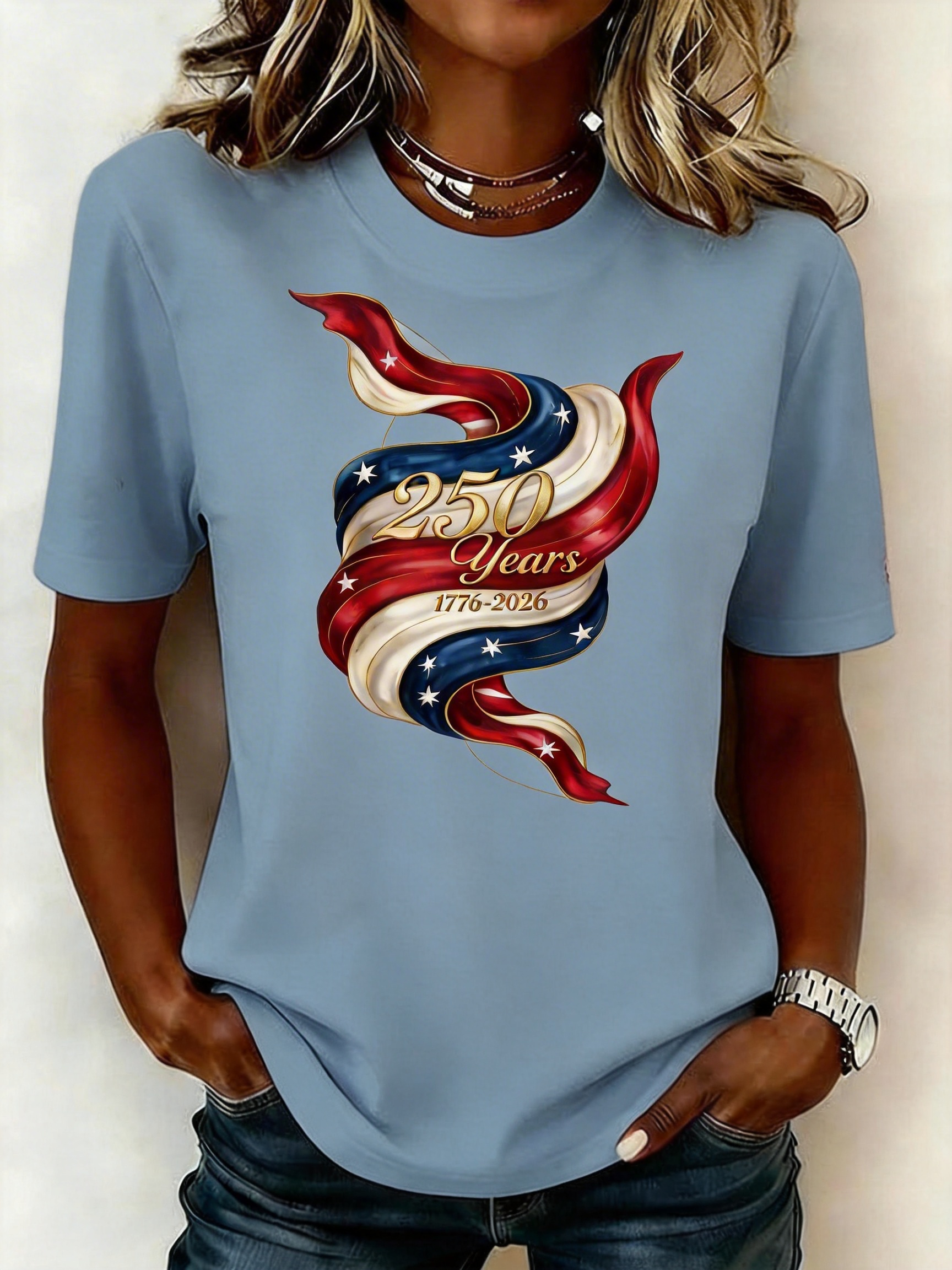 250 Years of Freedom T-Shirt - Proud American Patriotic Ribbon Graphic Tee