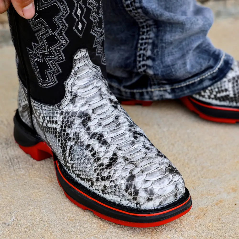 Natural Python Leather Boots With 3D Lightweight Sole - Composite Toe