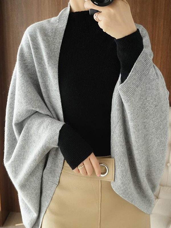 Casual Loose Solid Color Shawl&Cloak