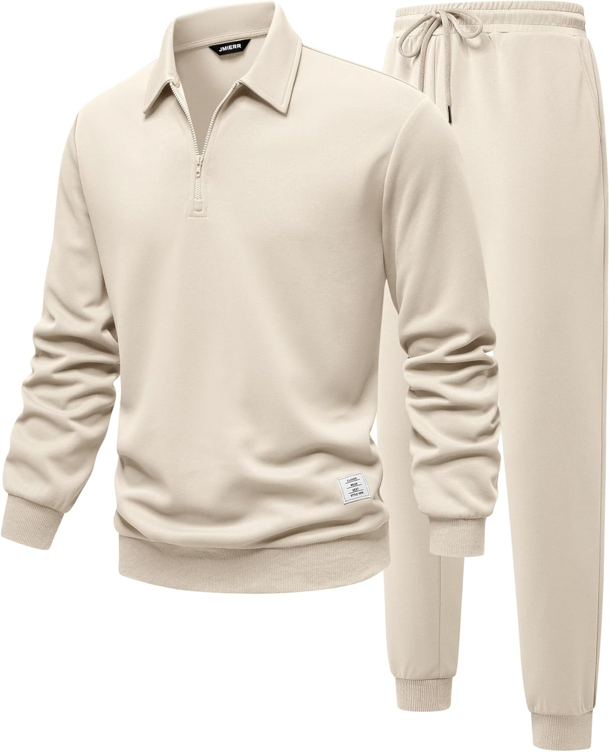 Men's Track Suits 2 Piece Outfits Quarter Zipper Polo Shirt Tracksuit & Joggers Sweatpants Sweatsuit Sets