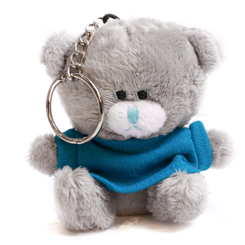 Grey Qbeba Bear keychain with Tee 4inch