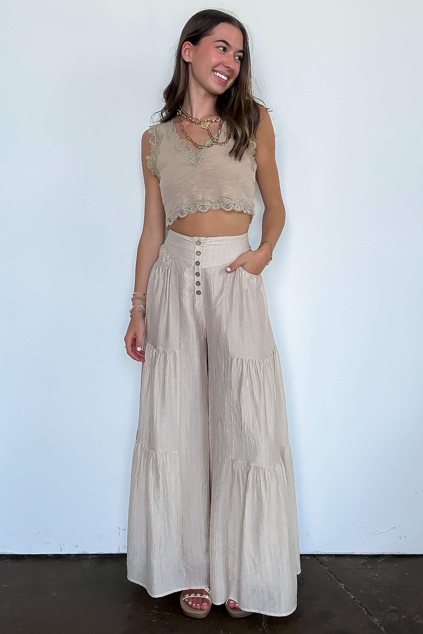 Tiered Tide Flowy Wide Leg Pants