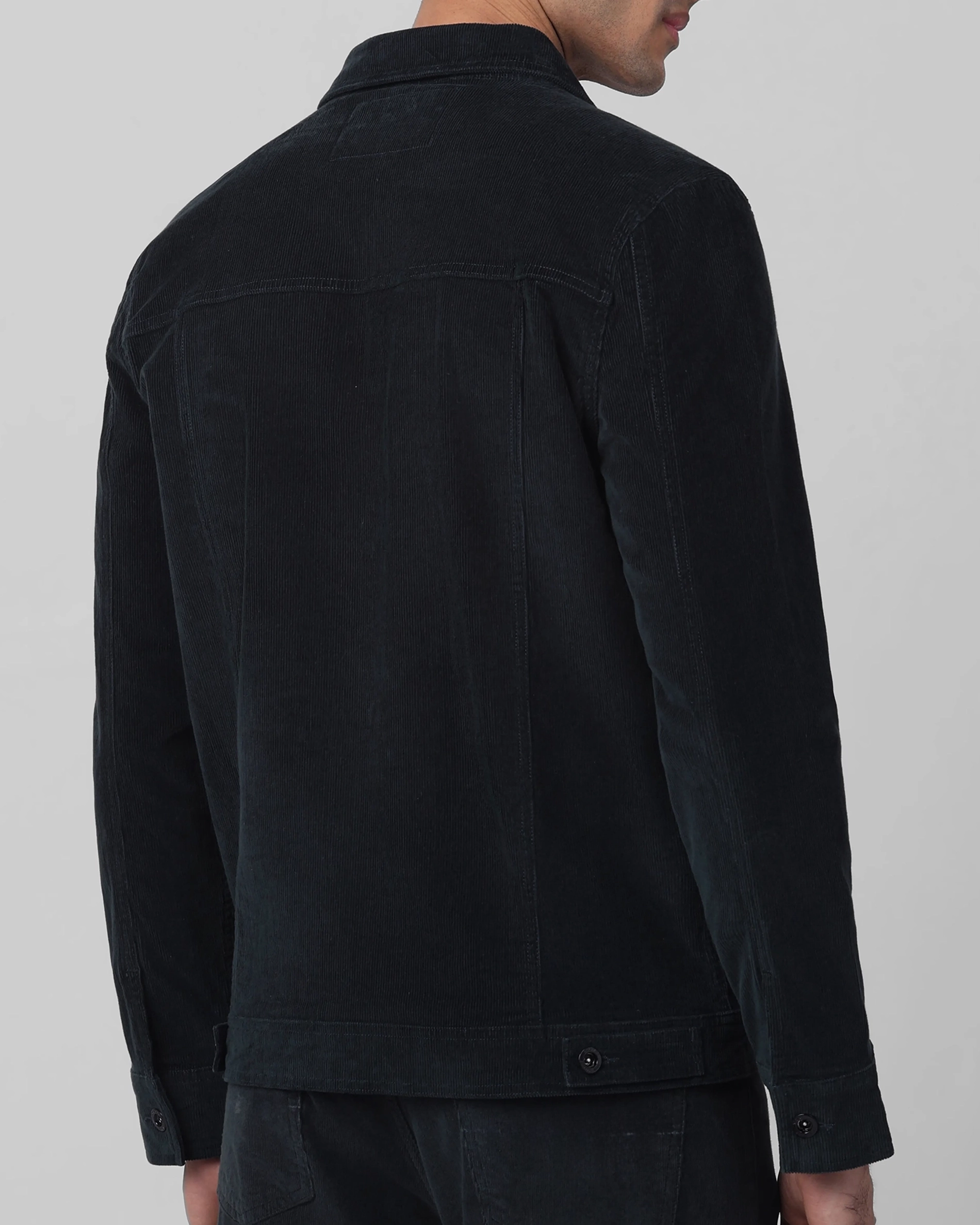 Versatile Comfortable Slim-Fit Dark Green Corduroy Jacket