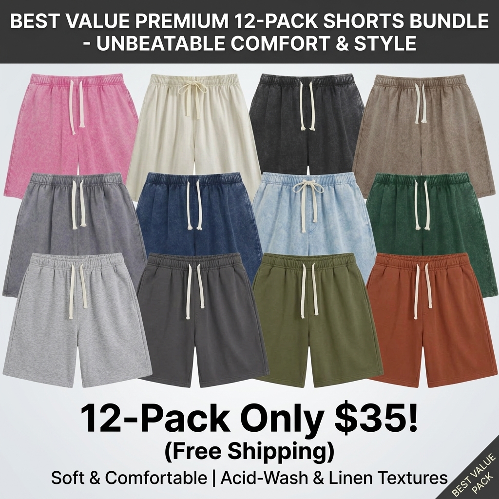 Unisex Acid Washed Vintage Shorts