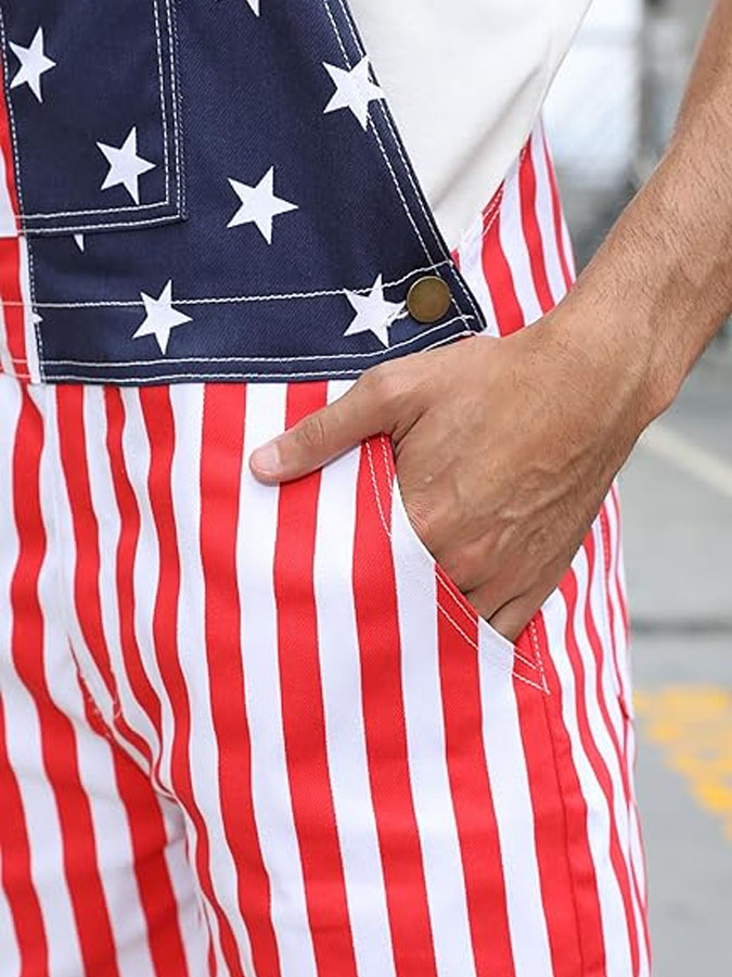 Unisex Retro American Flag Independence Day 250Th Anniversary Edition Classic Print Adjustable Shoulder Strap Strap Pants