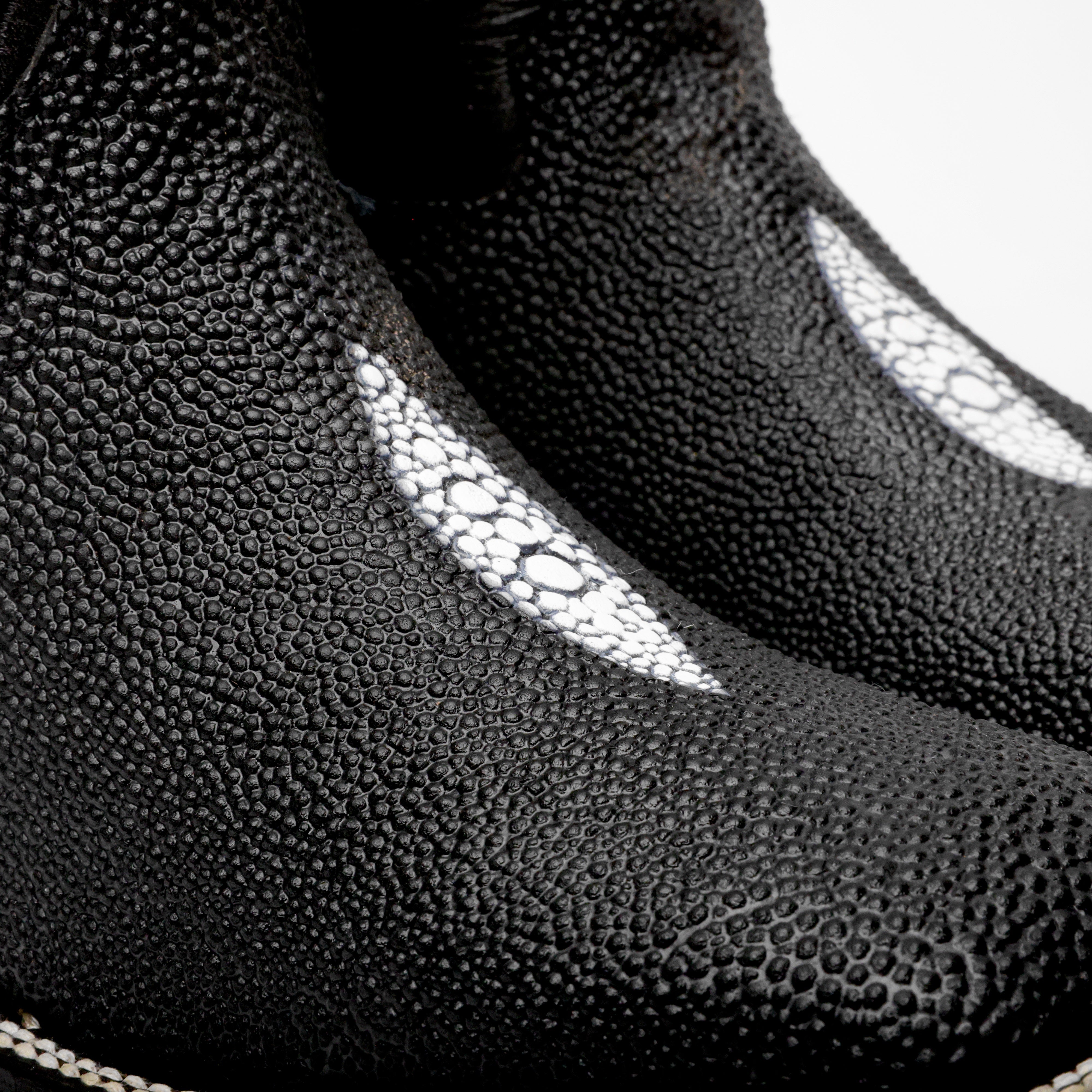 Black Stingray Leather Boots - Square Toe
