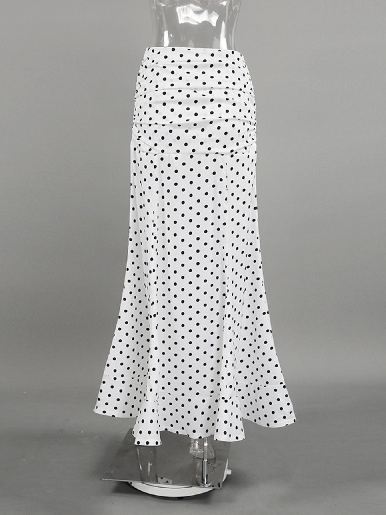 Polka Dot Ruffle Hem Maxi Skirt