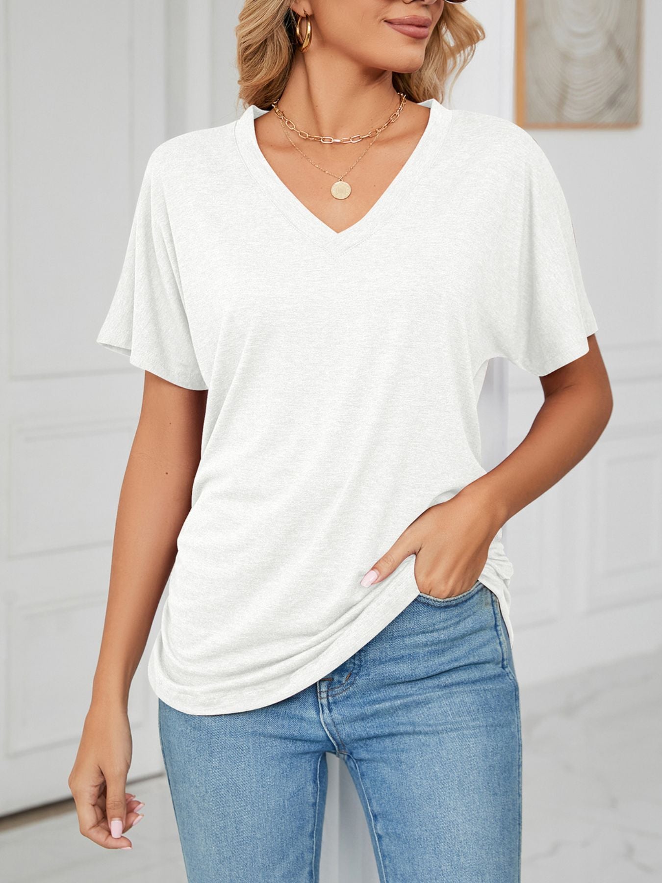 Casual V-Neck Short Sleeve T-Shirt