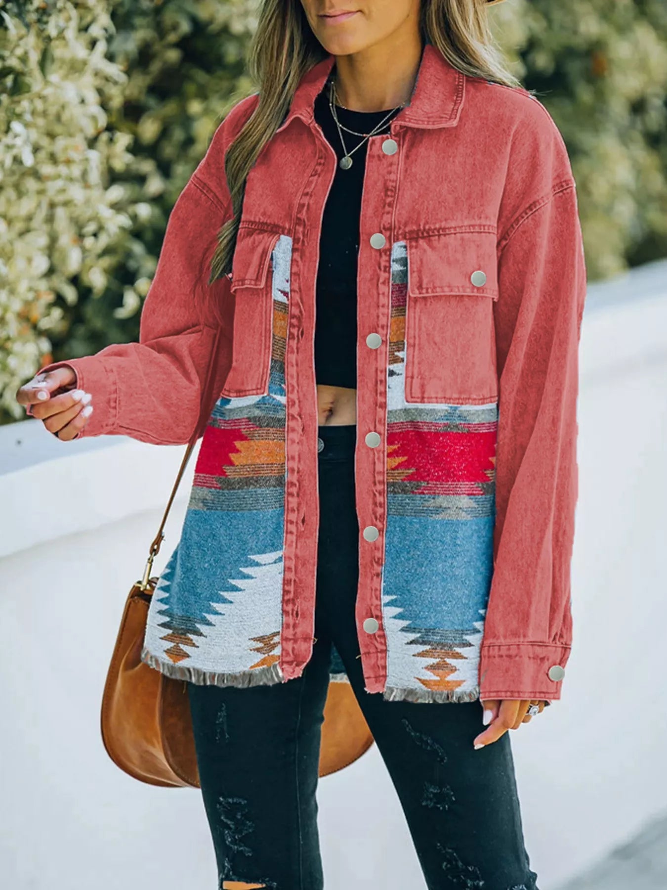 Print Button Up Jacket