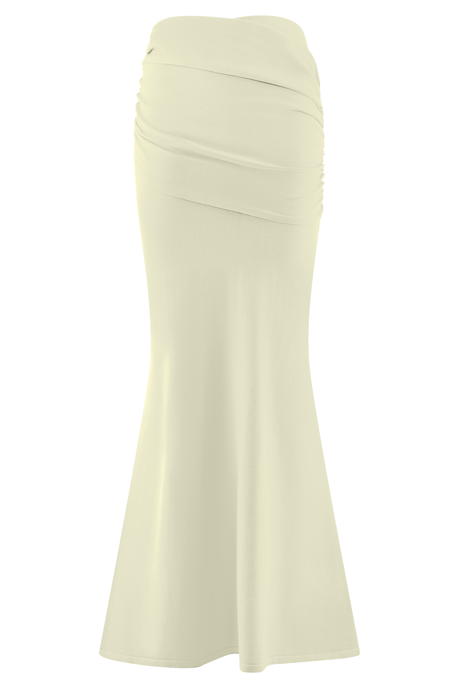 Ivory Gathered Knit Maxi Skirt