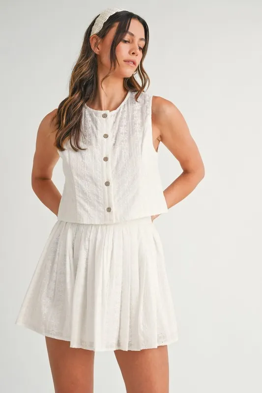 Eyelet Lace Top and Mini Skirt Set