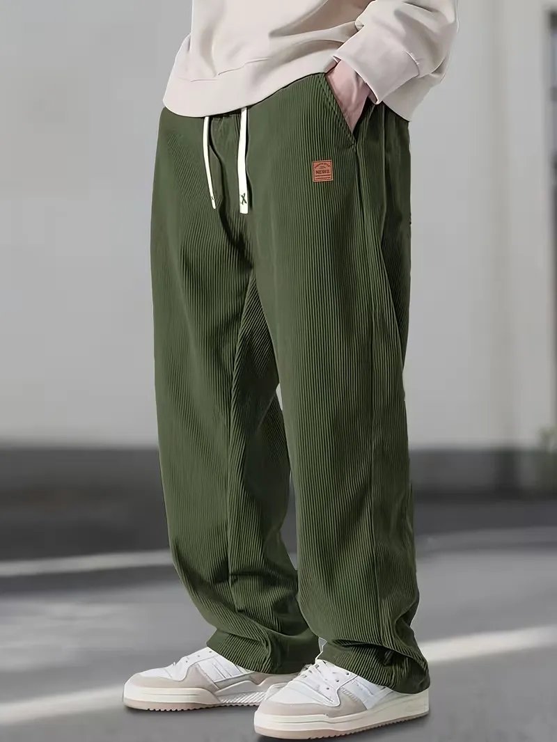 Men's Corduroy Straight-Leg Sweatpants Autumn New Arrival Loose Fit Wide-Leg Casual
