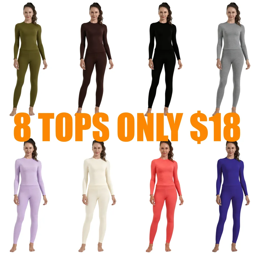 Women's Solid Long Sleeve Tee & High Waist Leggings Sportswear Set