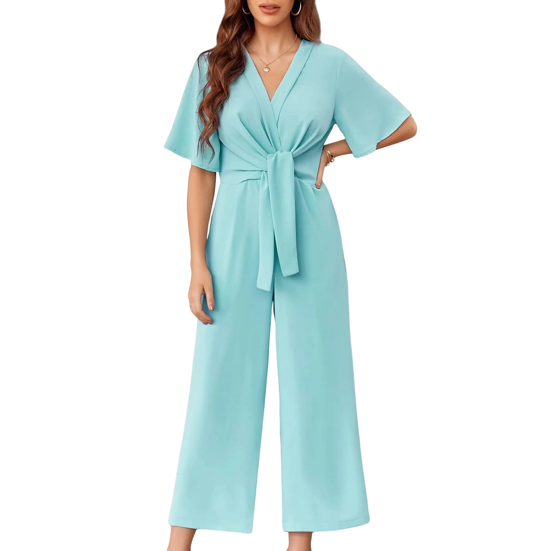 🎀🎀Women's Minimalist Wide-Leg Tie-Front Jumpsuit