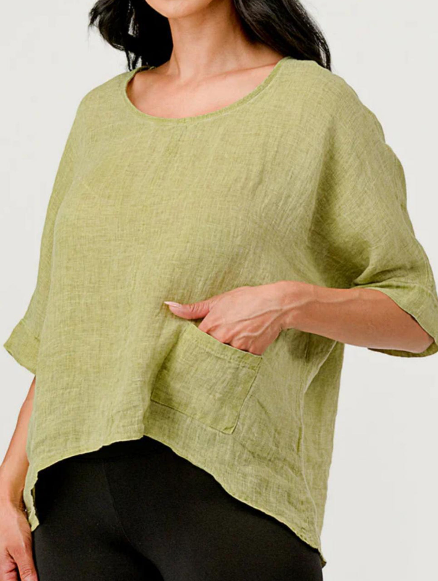 Round Neck Cotton Linen Short Sleeve Shirt_CWTBLL02279