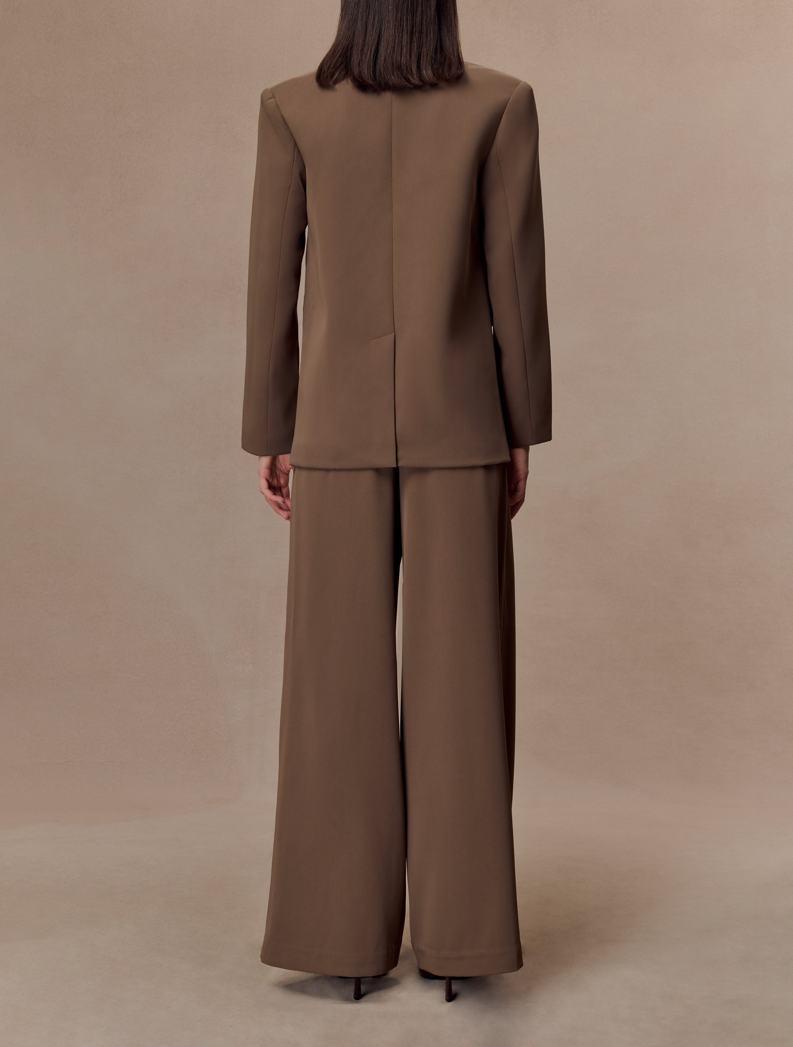Brown Wide Leg Suiting Trouser