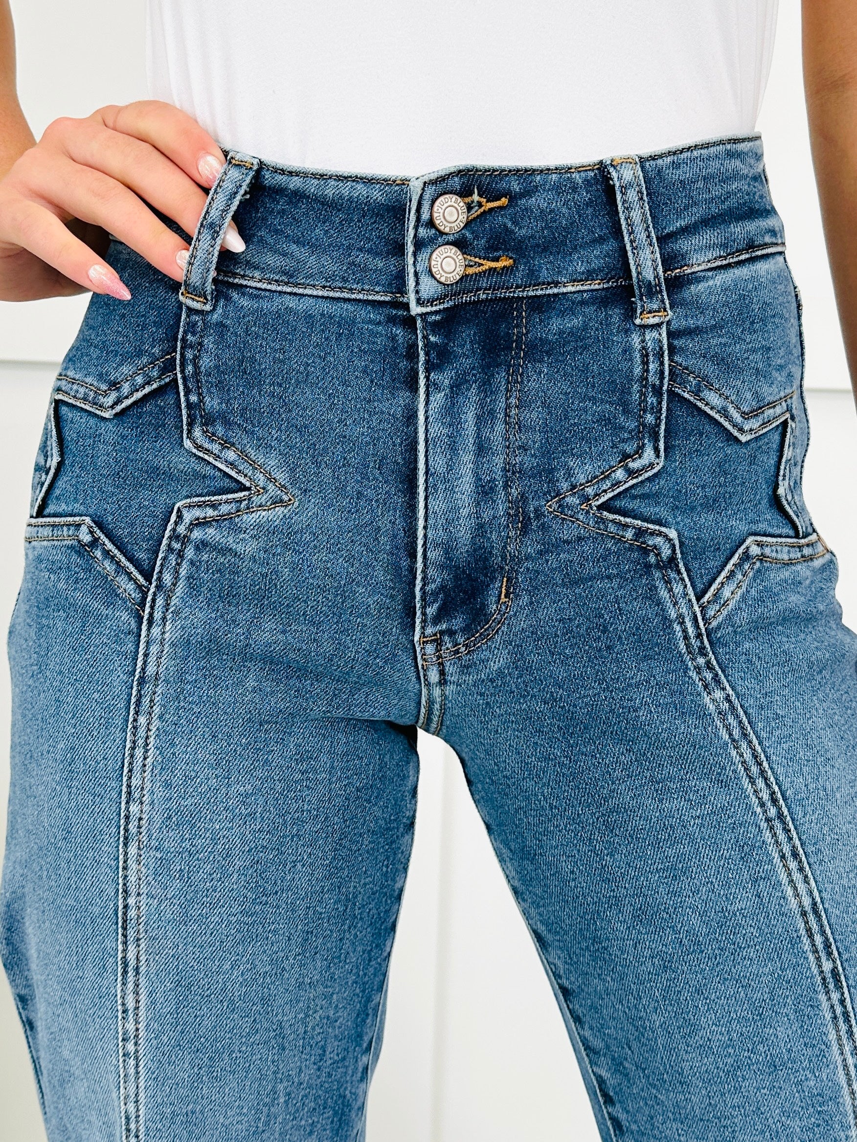 Judy Blue Star Spangled Style Wide Leg Jeans