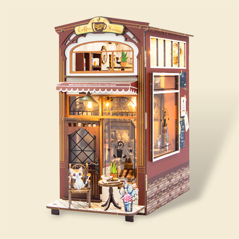 Coffee House - DIY Book Nook Kit,3D Wooden Puzzle