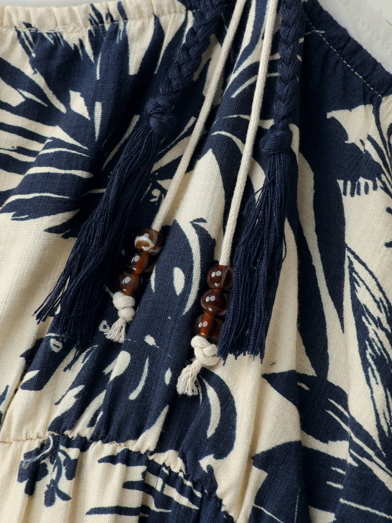 Tropical Print Stretchy Waist Midi Dress