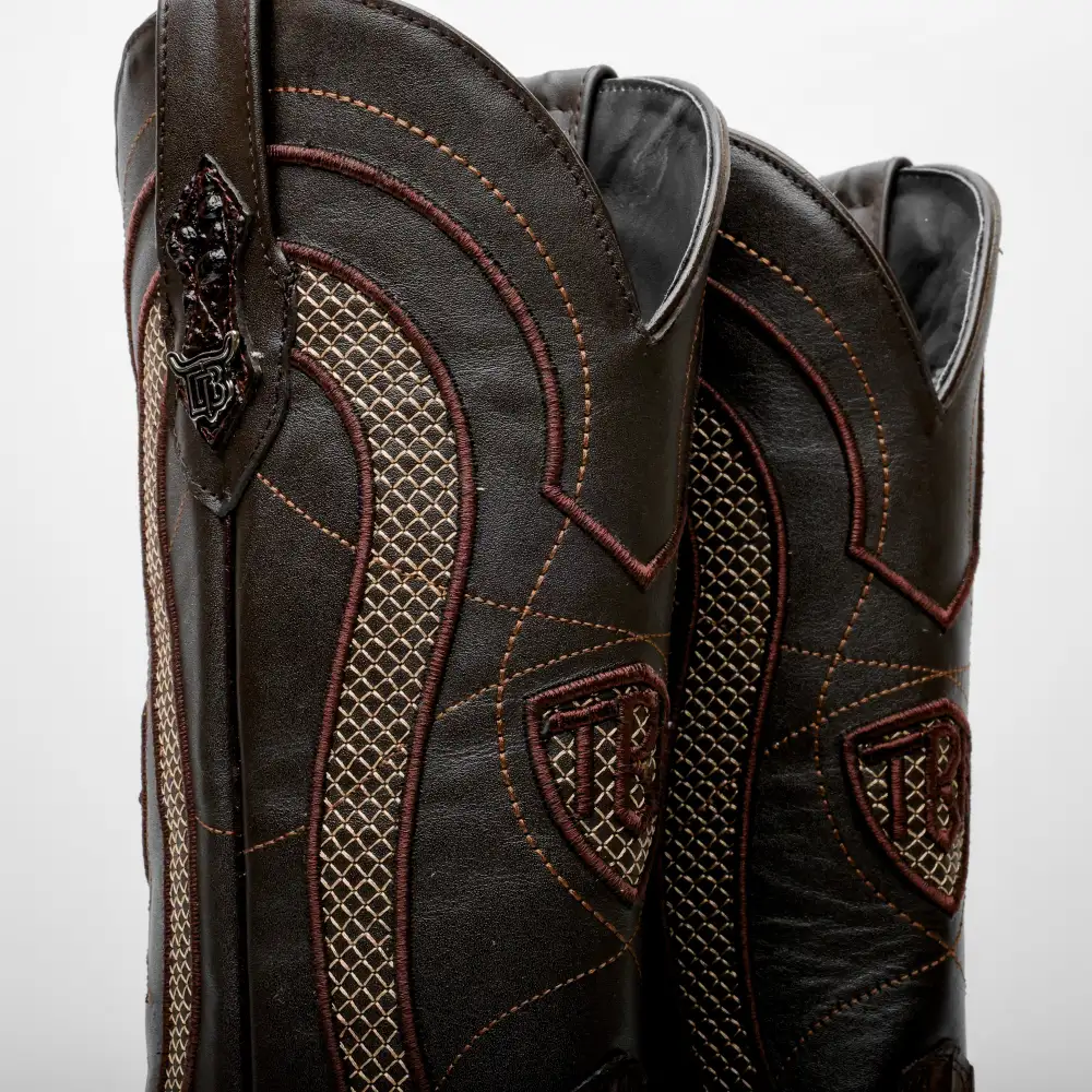 Brown Caiman Belly Leather Boots - Cutter Toe