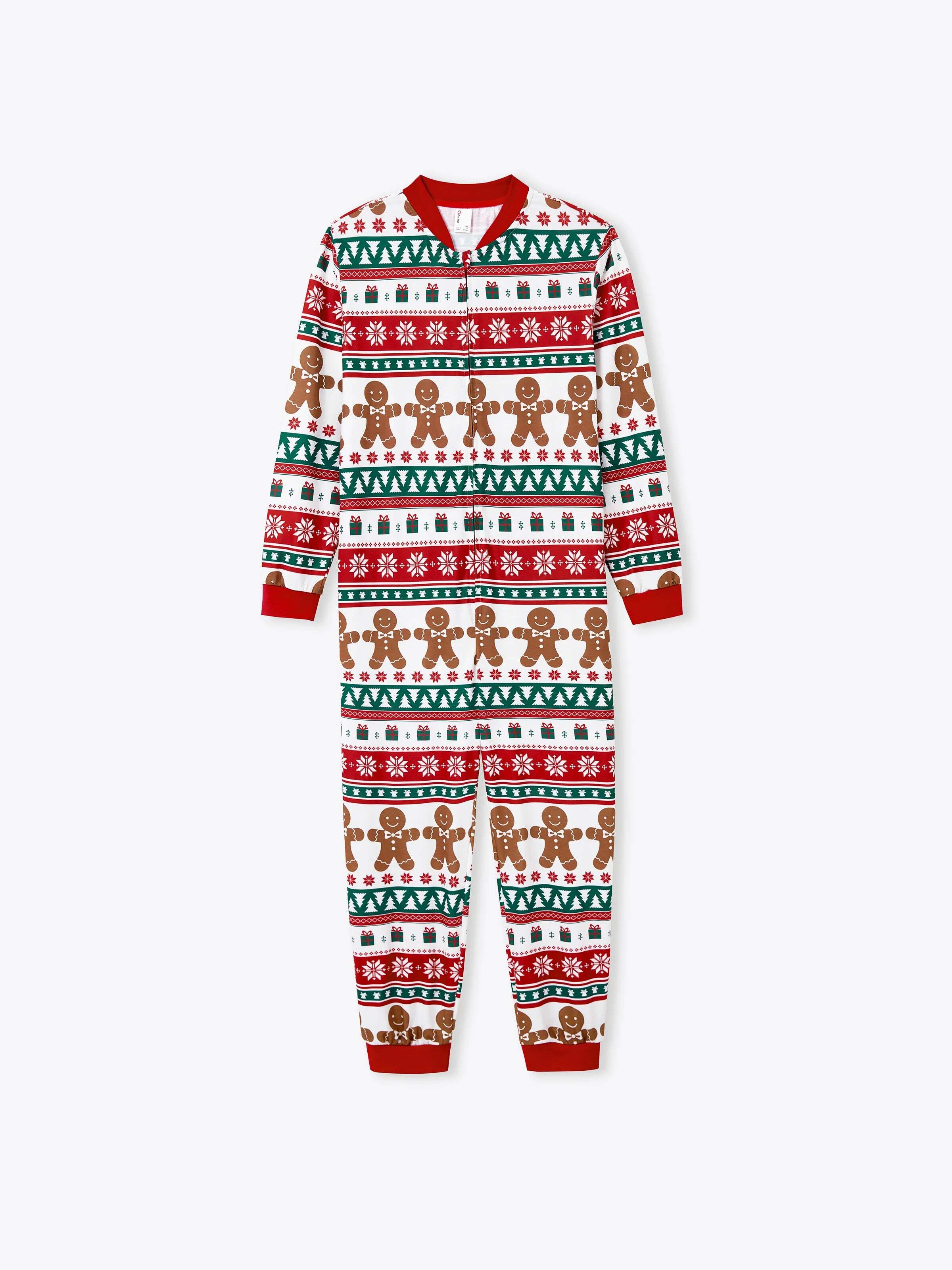 Christmas Matching Family Pajamas Set Gingerbread Christmas-theme Plaid Print PJS with Christmas Socks Red