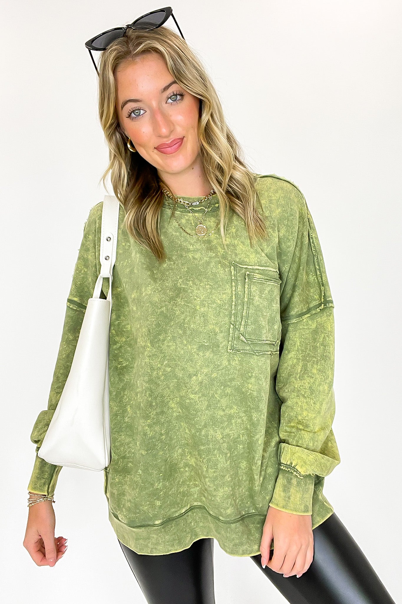 Vintage Acid Wash Raw Edge Pullover