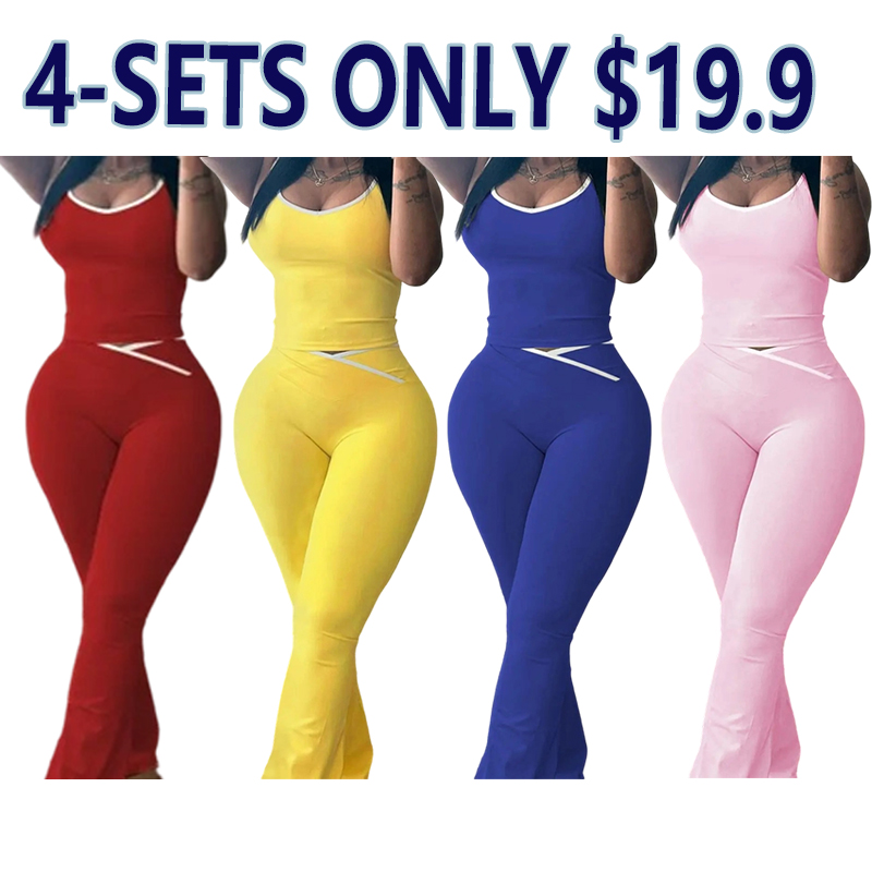 Women’s Colorblock Sleeveless Tank & Flared Pants Set