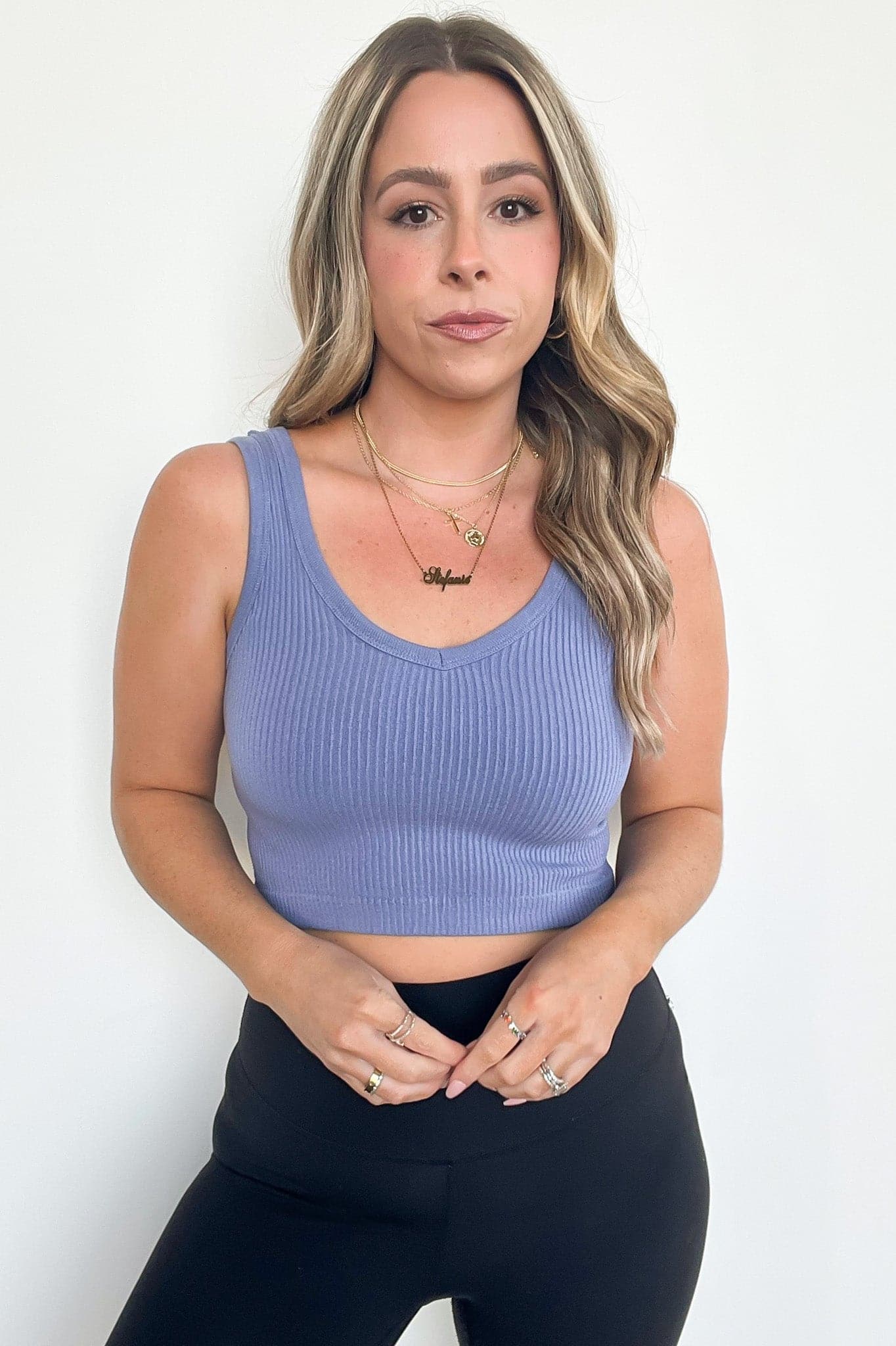Ribbed Seamless Cropped Tank Bra Top
